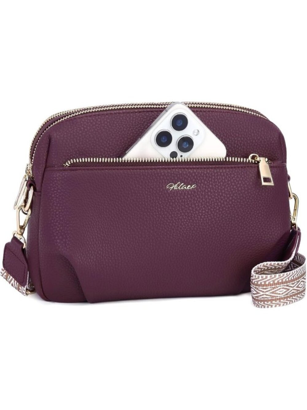Women's Burgundy Vegan Leather RFID Anti Theft Designer Purse Crossbody Bag